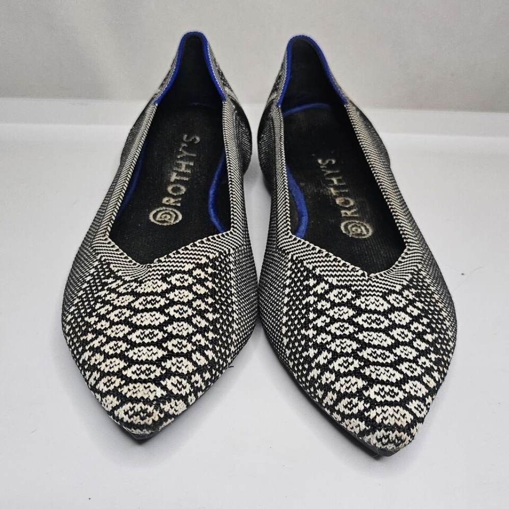 Womens Rothys The Point Black White Python Pointe… - image 3